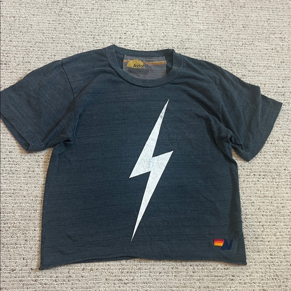 Aviator Nation Tee with Lightning Bolt - Charcoal